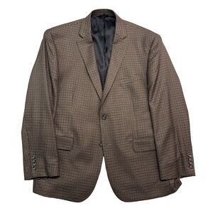 Jos A Bank 46R Brown Black Gingham Blazer Jacket Sport‎ Suit Coat Silk Wool